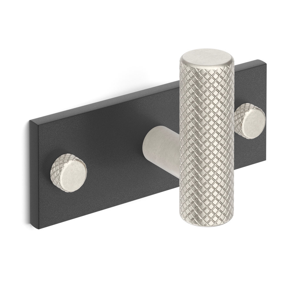 MIX Diamond Knurled Single Horizontal Wall Hook - Mixed Finish